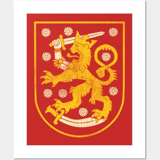 Vintage Distressed Coat of Arms of Finland Posters and Art